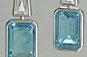 Aquamarine Emerald Cut Bezel Set Diamond Earrings