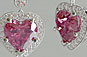 Heart Cut Pink Sapphire, Pink Heart Sapphire, Diamond Earrings, Vintage Earrings, Deco Earrings