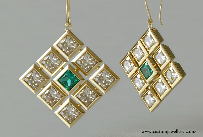 Princess cut emerald earrings Clearance