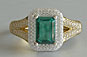 Yellow Gold Rings, Antique Engagement Rings, Emerald Gemstone Engagement Rings, Pave Diamond Engagement Ring