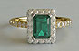 yellow gold engagement ring, emerald, microsetting, solitaire