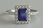 sapphire engagement ring, emerald cut, microsetting, solitaire