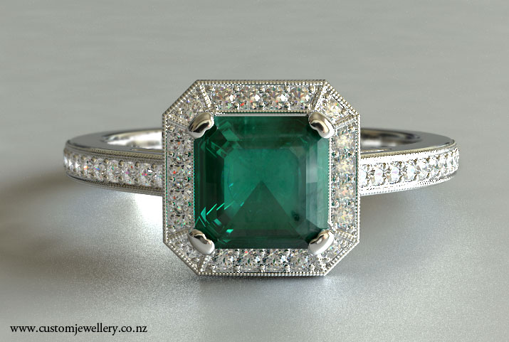 Asscher cut gemstone engagement rings