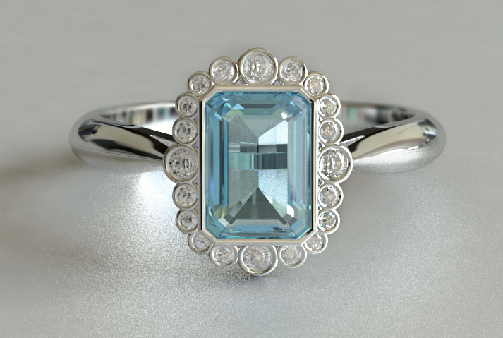Vintage aquamarine diamond engagement rings