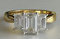 3-stone Emerald Cut Diamond Engagement Ring - 1ctw - 18kt Yellow Gold