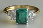 Emerald Cut Emerald Engagement Ring, Trillion Cut, five stone ring, 5-stone ring, Yellow Gold Engagement Ring, Emeralds