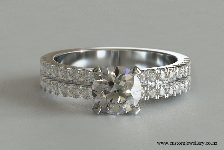 White Gold or Platinum Solitaire Brilliant Cut Diamond Engagement Ring ...
