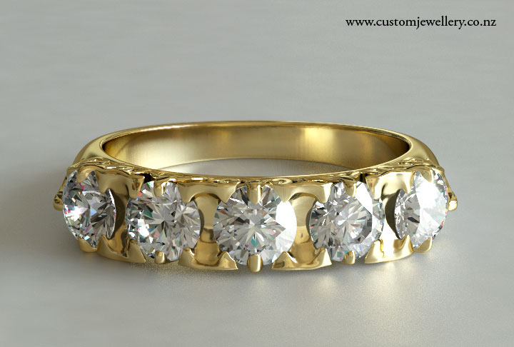 Vintage Carved Top Engagement Ring
