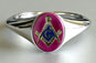 Mens Red Oval Buff-top Masonic Ring