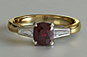 Cushion Cut Ruby Tapered Baguette Three-stone Engagement Ring