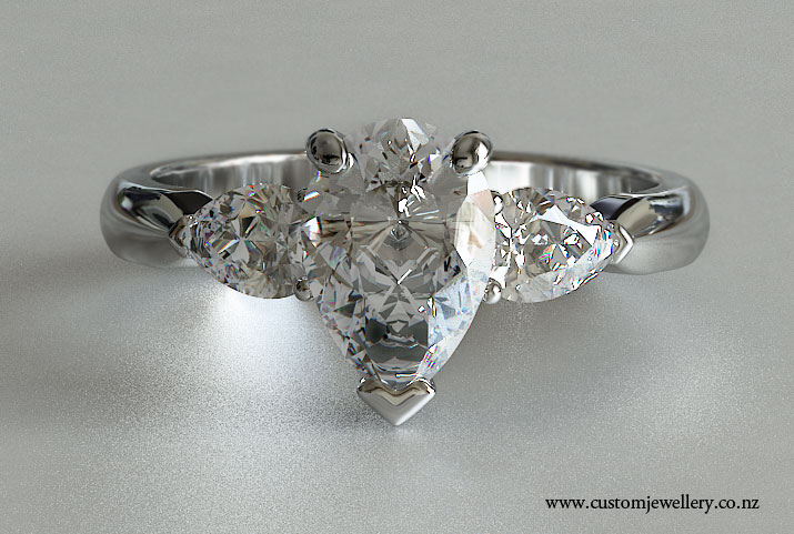 Three-stone Pear Cut Diamond Engagement Ring NZ
