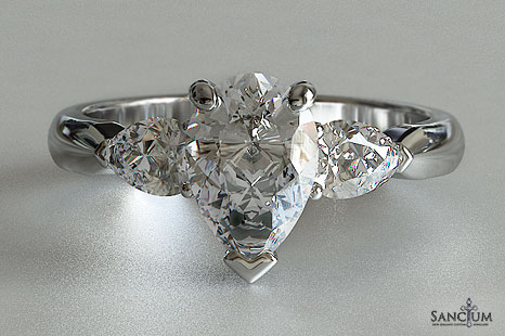 ... -stone Pear Cut Diamond Engagement Ring with Pear Diamond Side Stones