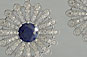 Art Deco Vintage Style Sapphire and Diamond Floral Style Drop Earrings