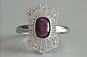 Cushion cut ruby ring, art deco ruby ring, new zealand, white gold, platinum