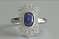 Cushion cut sapphire ring, art deco sapphire ring, new zealand, white gold, platinum