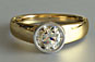 Brilliant Cut Diamond Solitaire Engagement Ring Rub Over Setting Yellow Gold