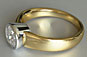 Brilliant Cut Diamond Solitaire Engagement Ring Rub Over Setting Yellow Gold