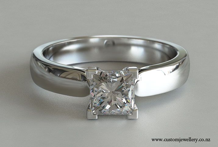 Princess Cut Diamond Solitaire Picture Frame Setting