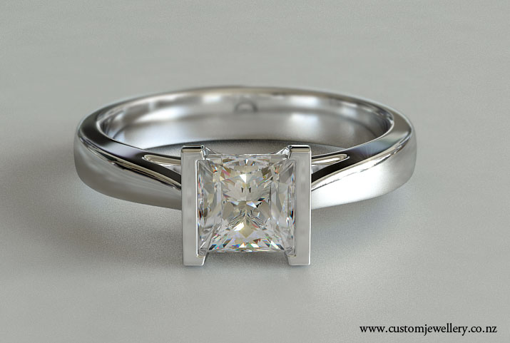 Princess Diamond Solitaire Engagement Ring Semi-rubover