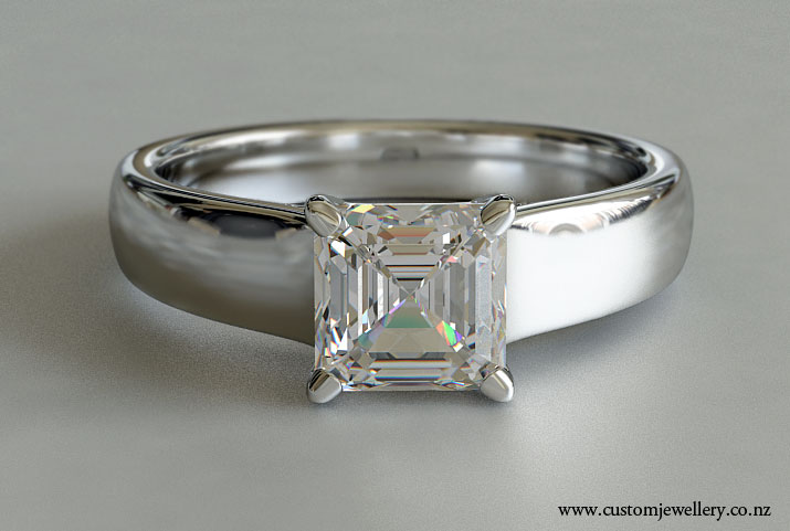 Asscher Diamond Solitaire Engagement Ring