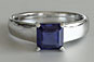 Square Emerald Tanzanite Solitaire Engagement Ring