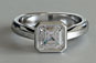 Asscher Diamond Solitaire Engagement Ring Bezel Rubover