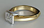 Yellow Gold Asscher Diamond Solitaire Engagement Ring Bezel Rubover