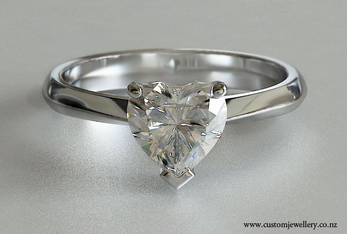 Heart Cut Diamond Soliraire Engagement Ring Knife Edge Shank
