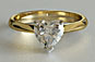 Heart Diamond Soliraire Yellow Gold Engagement Ring Knife Edge Shank