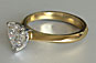 Heart Diamond Soliraire Yellow Gold Engagement Ring Knife Edge Shank