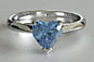 Heart Aquamarine Soliraire Engagement Ring Knife Edge Shank