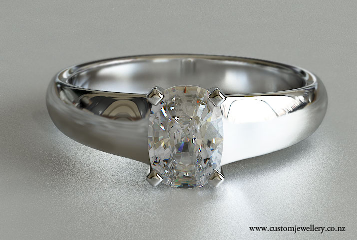 Cushion Cut Diamond Solitaire Engagement Ring
