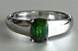 Cushion Cut Green Tourmaline Solitaire Engagement Ring