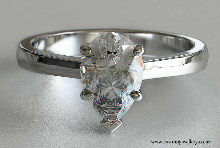 Pear Diamond Solitaire Engagement Ring Knife Edge