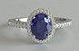 Platinum Oval Cut Sapphire Solitaire Engagement Ring Diamond Halo