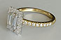 Emerald Cut Solitaire Engagement Ring Yellow Gold Halo Style
