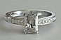 Radiant Cut Diamond Solitaire Engagement Ring Bead Set Shoulder Diamonds