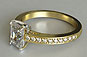 Radiant Cut Diamond Solitaire Engagement Ring Yellow Gold Bead Set Shoulder Diamonds