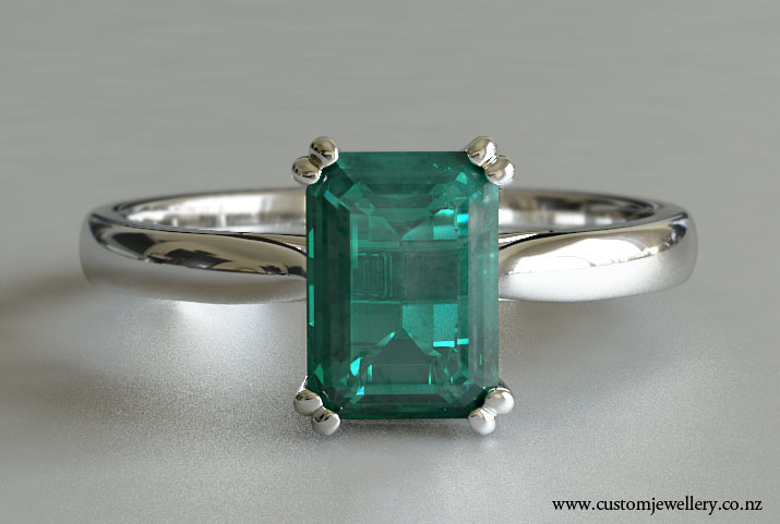 Emerald Cut Emerald Solitaire Engagement Ring New Zealand