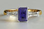 Emerald Tanzanite Baguette Diamond Engagement Ring
