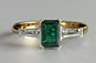 Yellow Gold Emerald 3-Stone Diamond Engagement Ring