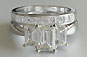 three-stone emerald cut diamond engagement ring, 3 stone engagement ring, emerald cut, asscher cut wedding ring