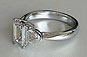Three-stone Emerald and Heart Cut Diamond Engagement Ring