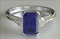 Three-stone Sapphire and Heart Cut Diamond Diamond Engagement Ring