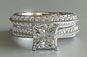Princess Cut Diamond Engagement Ring - Knife Edge with Matching Band