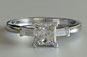 3-Stone Princess Cut Diamond Engagement Ring - Baguette Sides