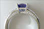 Cusion Cut Sapphire Engagement Ring Pave Shoulders