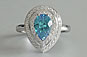 Pear Aquamarine Engagement Ring Double Diamond Halo