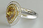 Pear Fancy Yellow Diamond Engagement Ring Double Diamond Halo