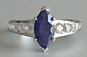 Marquise Sapphire Engagement Ring Tapered Sidestones